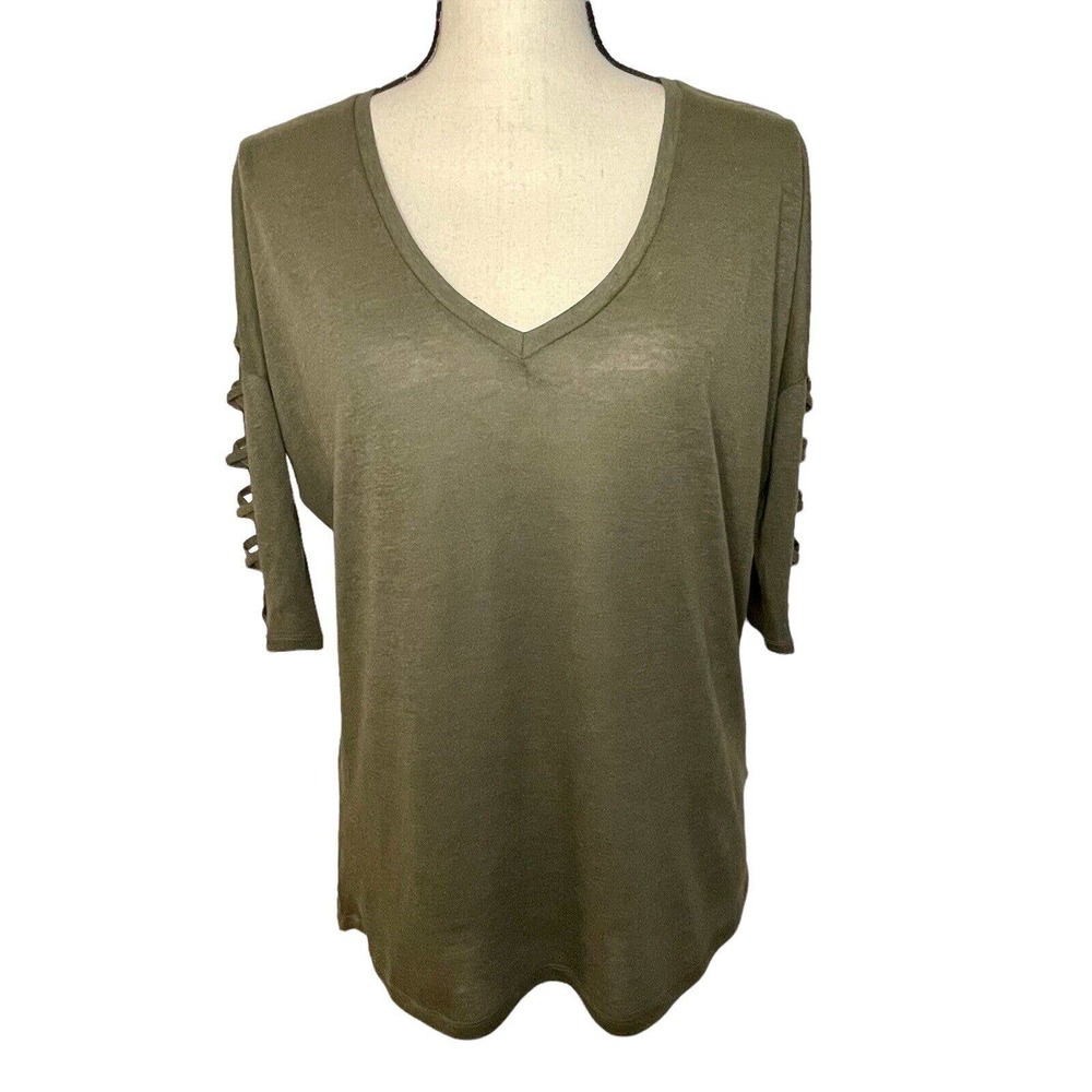 Express NWT Green Basic V-Neck Cotton Top Size S